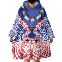 Austral Islands Wearable Blanket Hoodie Tuhaa Pae Penu Stars Necklace Red LT14 - Polynesian Pride