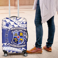 Personalised Samoa St Josephs College Luggage Cover Marist Brothers Samoan Pattern LT14 Blue - Polynesian Pride