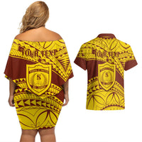 Personalised Samoa College Couples Matching Off Shoulder Short Dress and Hawaiian Shirt Samoan Pattern LT14 - Polynesian Pride