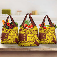 Personalised Samoa College Grocery Bag Samoan Pattern LT14 3-pack One Size Gold - Polynesian Pride