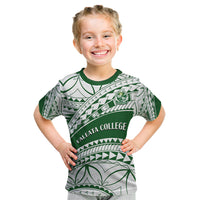 Personalised Samoa Faleata College Kid T Shirt Samoan Pattern LT14 Green - Polynesian Pride