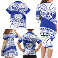 Personalised Samoa Safata College Family Matching Long Sleeve Bodycon Dress and Hawaiian Shirt Samoan Pattern LT14 - Polynesian Pride