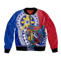 Personalised Philippines Bomber Jacket Filipino Sarimanok With Polynesian Tattoo LT14 Unisex Blue - Polynesian Pride