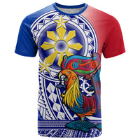 Personalised Philippines T Shirt Filipino Sarimanok With Polynesian Tattoo LT14 Blue - Polynesian Pride