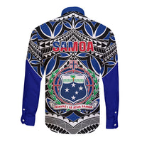 Samoa 685 Long Sleeve Button Shirt Samoan Coat Of Arms Simple Style LT14 - Polynesian Pride