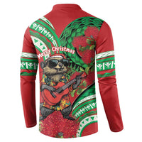 Mele Kalikimaka Hawaii Button Sweatshirt Mongoose Santa With Ohia Lehua LT14 - Polynesian Pride