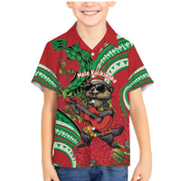 Mele Kalikimaka Hawaii Family Matching Mermaid Dress and Hawaiian Shirt Mongoose Santa With Ohia Lehua