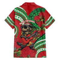 Mele Kalikimaka Hawaii Family Matching Puletasi and Hawaiian Shirt Mongoose Santa With Ohia Lehua