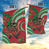 Mele Kalikimaka Hawaii Garden Flag Mongoose Santa With Ohia Lehua LT14 - Polynesian Pride