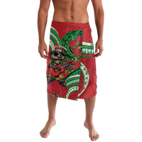 Mele Kalikimaka Hawaii Lavalava Mongoose Santa With Ohia Lehua LT14 Red - Polynesian Pride