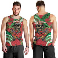 Mele Kalikimaka Hawaii Men Tank Top Mongoose Santa With Ohia Lehua LT14 - Polynesian Pride