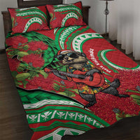 Mele Kalikimaka Hawaii Quilt Bed Set Mongoose Santa With Ohia Lehua