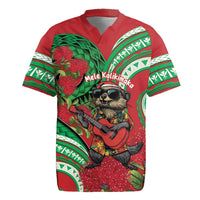 Mele Kalikimaka Hawaii Rugby Jersey Mongoose Santa With Ohia Lehua LT14 Red - Polynesian Pride
