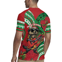 Mele Kalikimaka Hawaii Rugby Jersey Mongoose Santa With Ohia Lehua LT14 - Polynesian Pride