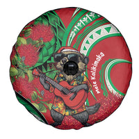 Mele Kalikimaka Hawaii Spare Tire Cover Mongoose Santa With Ohia Lehua