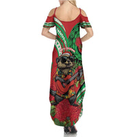 Mele Kalikimaka Hawaii Summer Maxi Dress Mongoose Santa With Ohia Lehua LT14 - Polynesian Pride