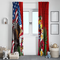 United States And Tonga Window Curtain USA Flag Eagle Mix Tongan Coat Of Arms Ngatu Pattern LT14 - Polynesian Pride