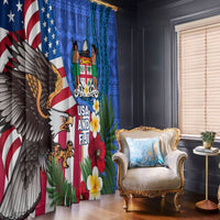 United States And Fiji Window Curtain USA Flag Eagle Mix Fijian Coat Of Arms Tapa Pattern LT14 - Polynesian Pride