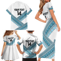 Custom Fiji Tapa Rugby 2025 Family Matching Short Sleeve Bodycon Dress and Hawaiian Shirt Go Champions Fijiana