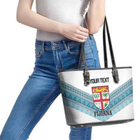Custom Fiji Tapa Rugby 2025 Leather Tote Bag Go Champions Fijiana