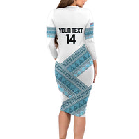 Custom Fiji Tapa Rugby 2025 Long Sleeve Bodycon Dress Go Champions Fijiana