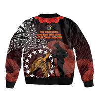 Cook Islands ANZAC Day Bomber Jacket Poppies With Sea Turtle LT14 - Polynesian Pride