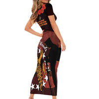 Cook Islands ANZAC Day Family Matching Short Sleeve Bodycon Dress and Hawaiian Shirt Poppies With Sea Turtle LT14 - Polynesian Pride