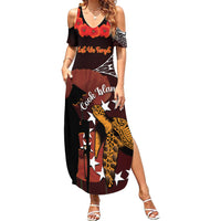 Cook Islands ANZAC Day Family Matching Summer Maxi Dress and Hawaiian Shirt Poppies With Sea Turtle LT14 Mom's Dress Red - Polynesian Pride
