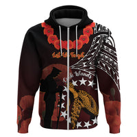 Cook Islands ANZAC Day Zip Hoodie Poppies With Sea Turtle LT14 Zip Hoodie Red - Polynesian Pride