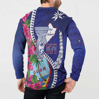Biba Guam Liberation Day Button Sweatshirt Tano y Chamoru Latte Stone Blue
