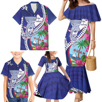 Biba Guam Liberation Day Family Matching Mermaid Dress and Hawaiian Shirt Tano y Chamoru Latte Stone Blue