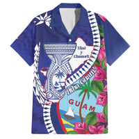 Biba Guam Liberation Day Family Matching Off Shoulder Maxi Dress and Hawaiian Shirt Tano y Chamoru Latte Stone Blue