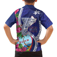 Biba Guam Liberation Day Hawaiian Shirt Tano y Chamoru Latte Stone Blue