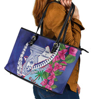 Biba Guam Liberation Day Leather Tote Bag Tano y Chamoru Latte Stone Blue