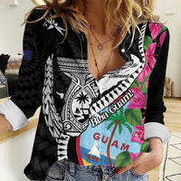 Biba Guam Liberation Day Women Casual Shirt Tano y Chamoru Latte Stone Black