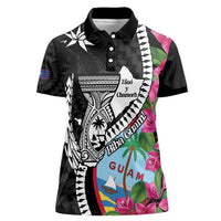 Biba Guam Liberation Day Women Polo Shirt Tano y Chamoru Latte Stone Black