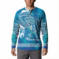 Kuri Dog Waka New Zealand Matariki Button Sweatshirt Ocean Sharks Maori Tattoo LT14 - Polynesian Pride