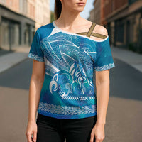 Kuri Dog Waka New Zealand Matariki Cross Shoulder Shirt Ocean Sharks Maori Tattoo