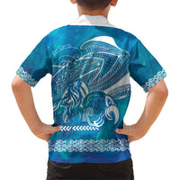 Kuri Dog Waka New Zealand Matariki Family Matching Long Sleeve Bodycon Dress and Hawaiian Shirt Ocean Sharks Maori Tattoo