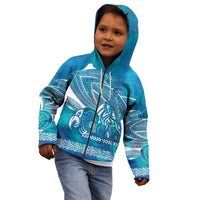 Kuri Dog Waka New Zealand Matariki Kid Hoodie Ocean Sharks Maori Tattoo