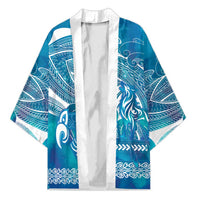 Kuri Dog Waka New Zealand Matariki Kimono Ocean Sharks Maori Tattoo LT14 Unisex Blue - Polynesian Pride