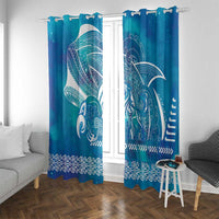Kuri Dog Waka New Zealand Matariki Window Curtain Ocean Sharks Maori Tattoo LT14 With Grommets Blue - Polynesian Pride