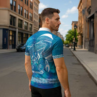Kuri Dog Waka New Zealand Matariki Zipper Polo Shirt Ocean Sharks Maori Tattoo LT14 - Polynesian Pride