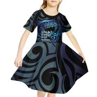 Tuna Eel New Zealand Matariki Kid Short Sleeve Dress He Piko He Taniwha Maori Pattern LT14 - Polynesian Pride