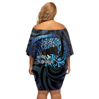 Tuna Eel New Zealand Matariki Off Shoulder Short Dress He Piko He Taniwha Maori Pattern LT14 - Polynesian Pride