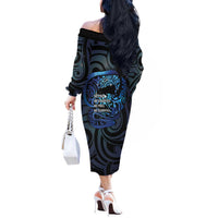 Tuna Eel New Zealand Matariki Off The Shoulder Long Sleeve Dress He Piko He Taniwha Maori Pattern LT14 - Polynesian Pride
