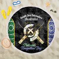 South Sea Islanders National Recognition Day Beach Blanket Australia Aboriginal Vanuatu Pig Tusk LT14 One Size 150cm Black - Polynesian Pride