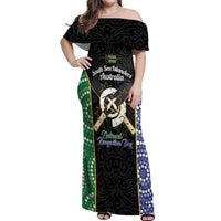 Personalised South Sea Islanders National Recognition Day Off Shoulder Maxi Dress Australia Aboriginal Vanuatu Pig Tusk