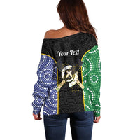 Personalised South Sea Islanders National Recognition Day Off Shoulder Sweater Australia Aboriginal Vanuatu Pig Tusk