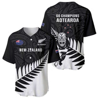 New Zealand Silver Fern Rugby Baseball Jersey All Black Go Champions Maori Pattern LT14